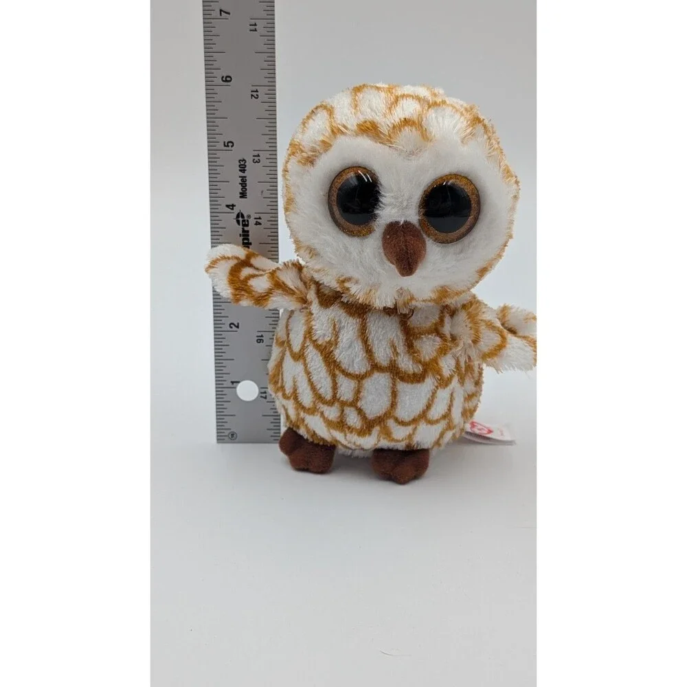 TY Beanie Baby Swoops Gold and White Owl Plush 6